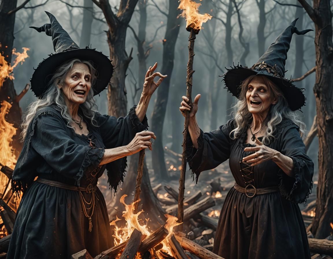 Witches Bound to Pyre: Detailed Fantasy Concept Art