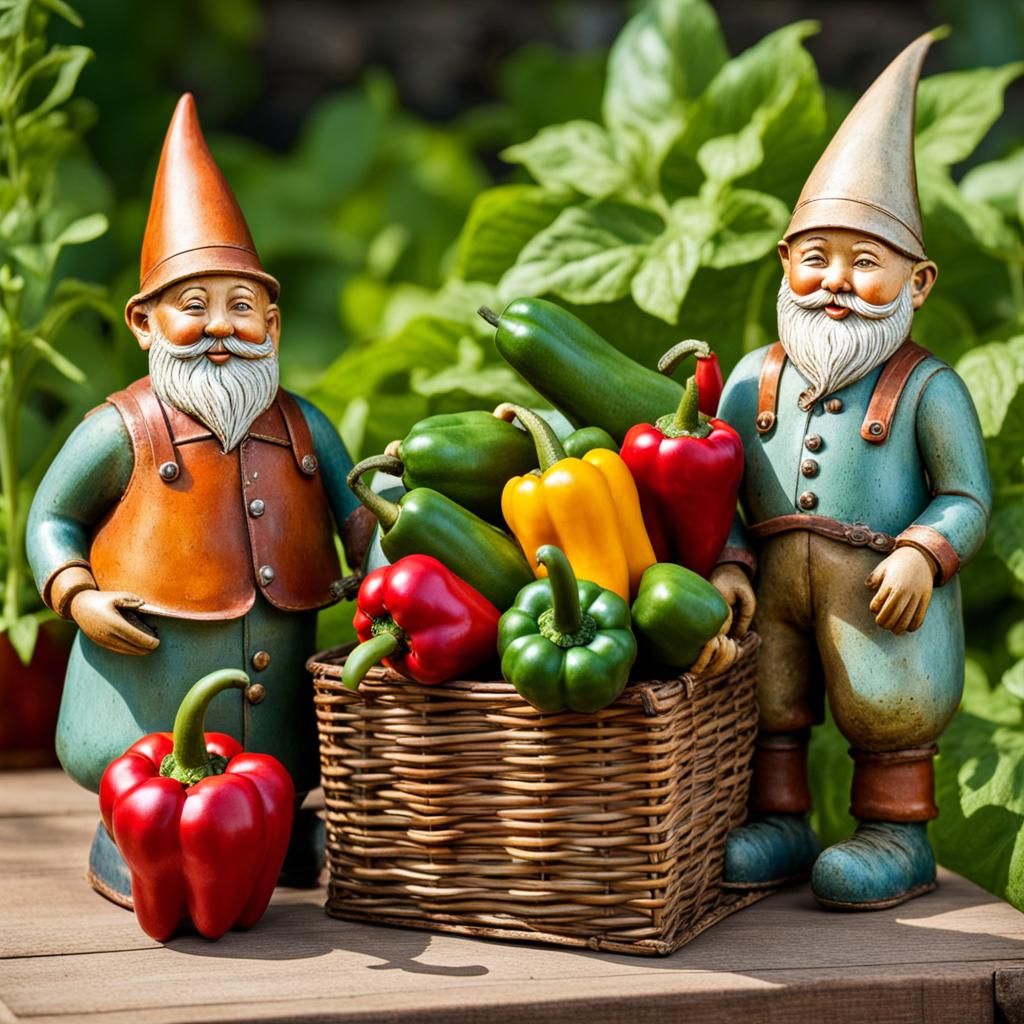Rustic Metal Toys in Lush Vegetable Garden