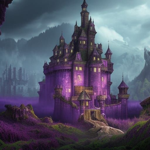 Magical Purple Forest Dominated by Fortified Castle
