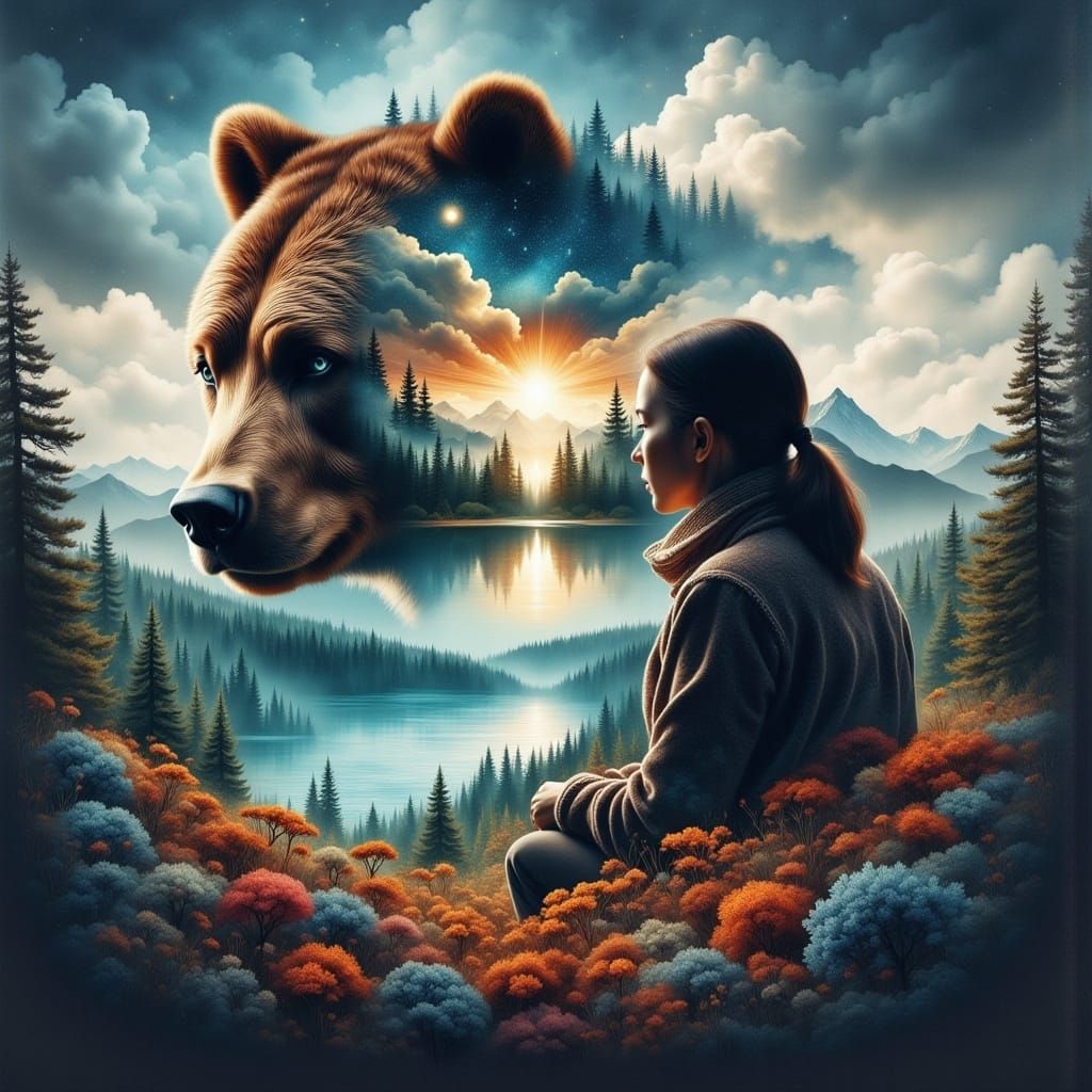 Ethereal Bear Lost in Mystical Forests