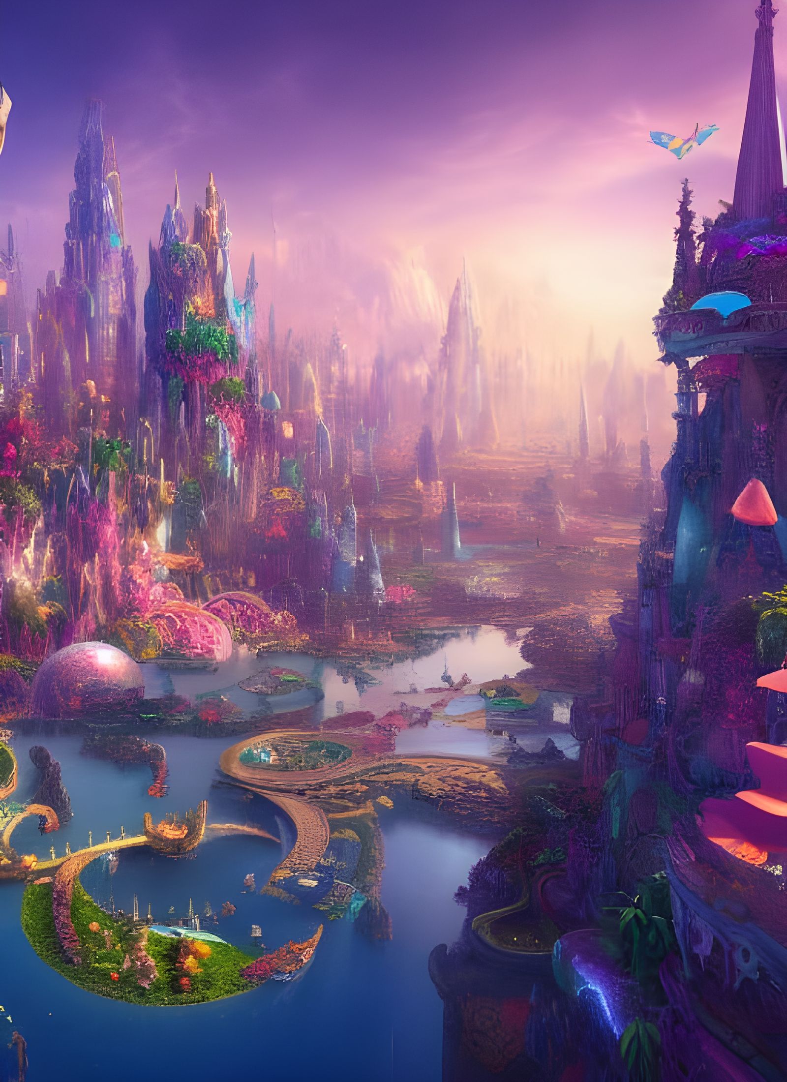 Magical Fantasy Dream City: Hyperrealistic Digital Painting