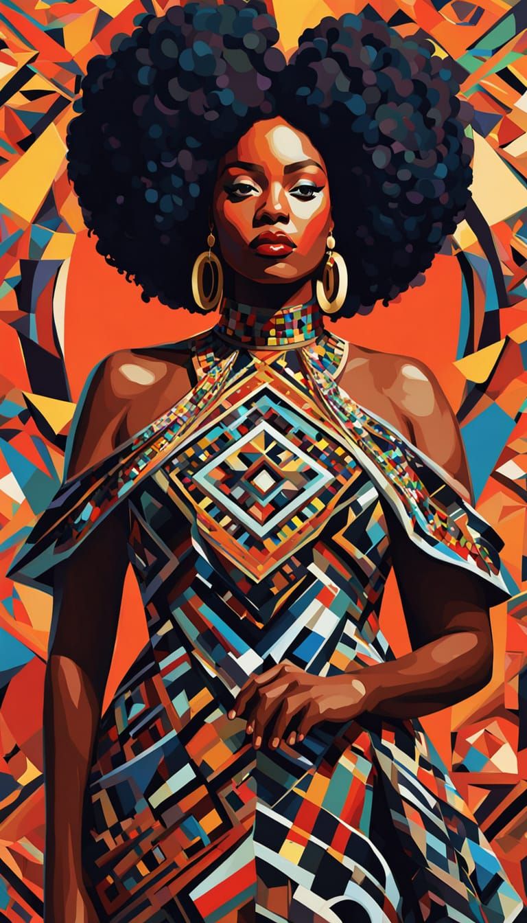 Plus-Size Black Woman on Vogue Cover in Digital Art
