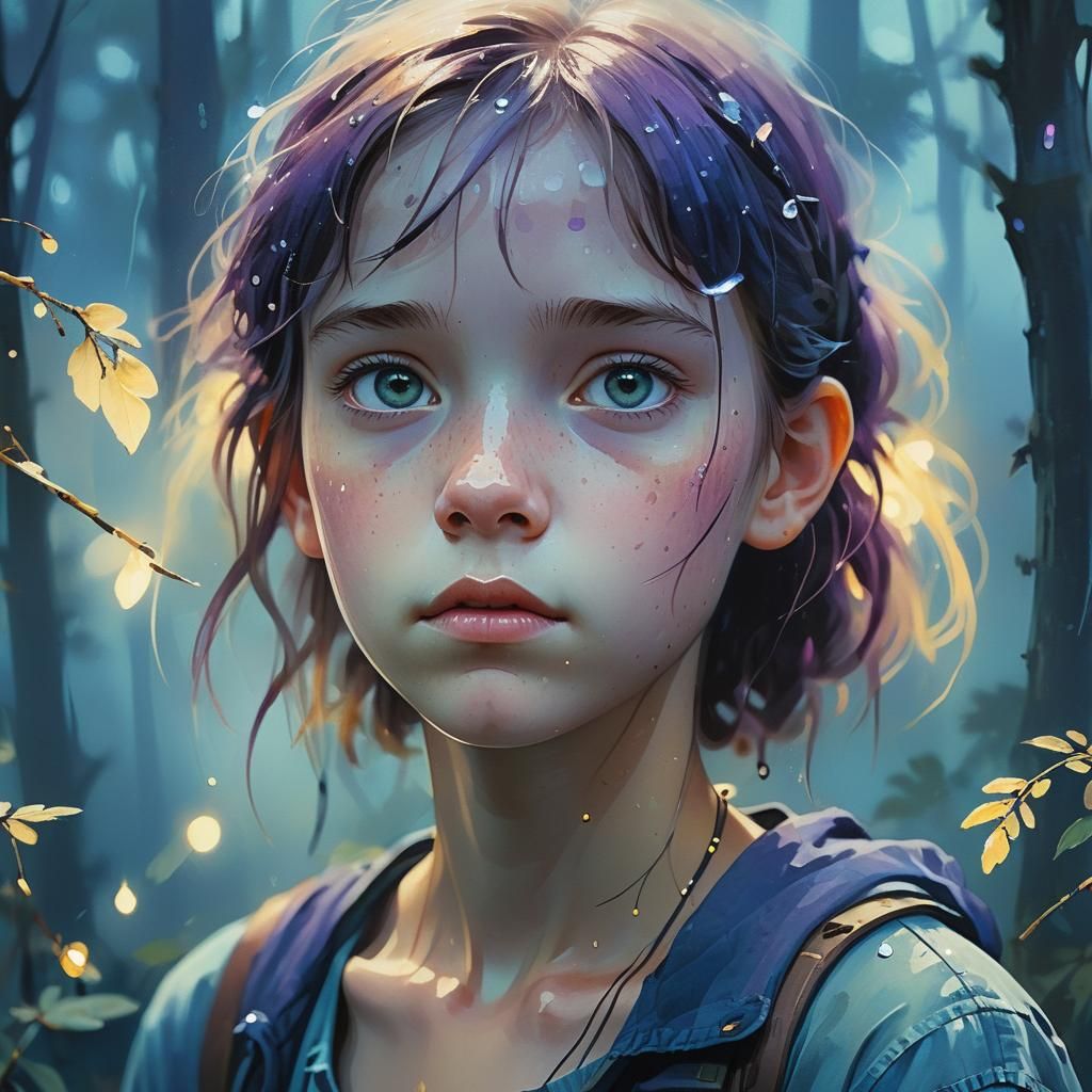 Fantasy Portrait of Girl in Misty Forest