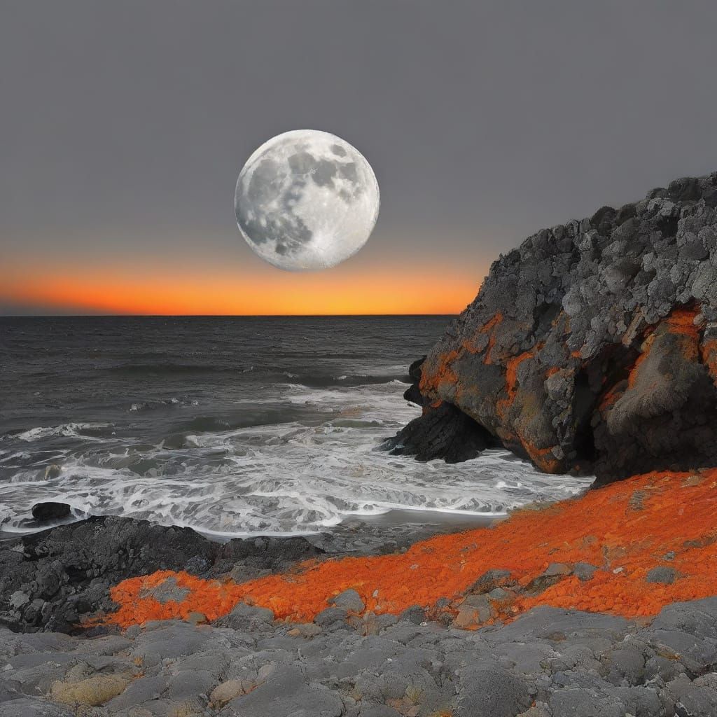 Moonlit Tide Reveals Evolving Lichen Colors
