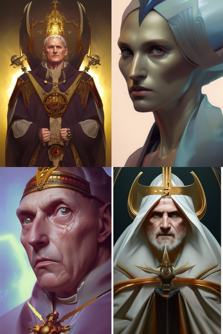 Unholy Pope Portrait in Hyperdetailed Style