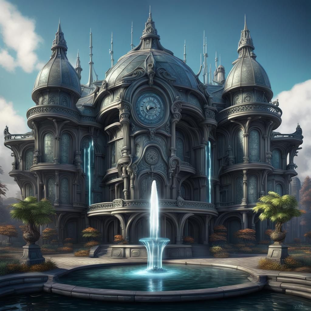 Futuristic Witch Headquarters with Elaborate Detail