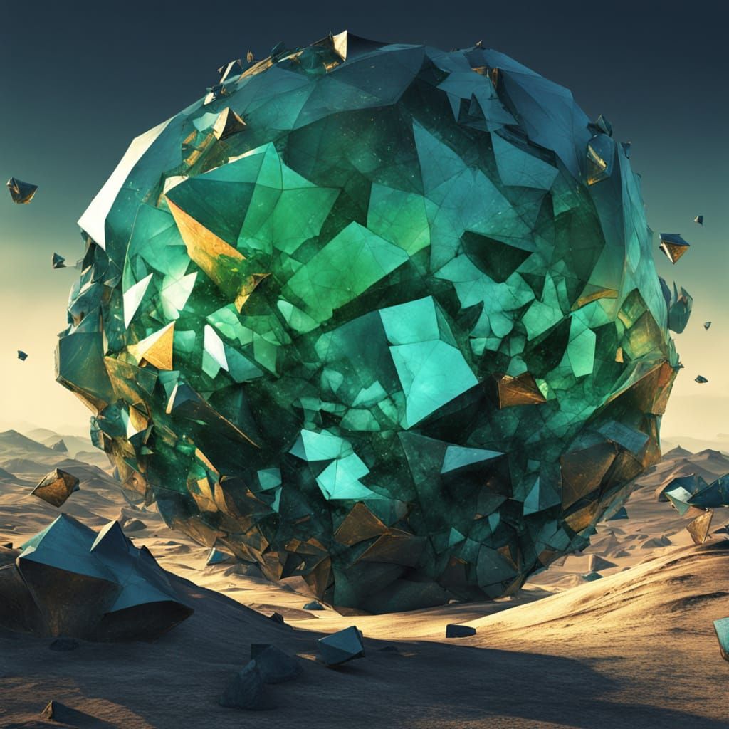 Aurora Borealis Reflecting on Obsidian Shards, Cosmic Surrea...