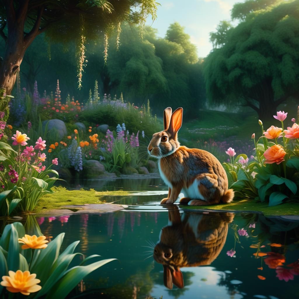 Rabbit in Pond: A Digital Matte Painting
