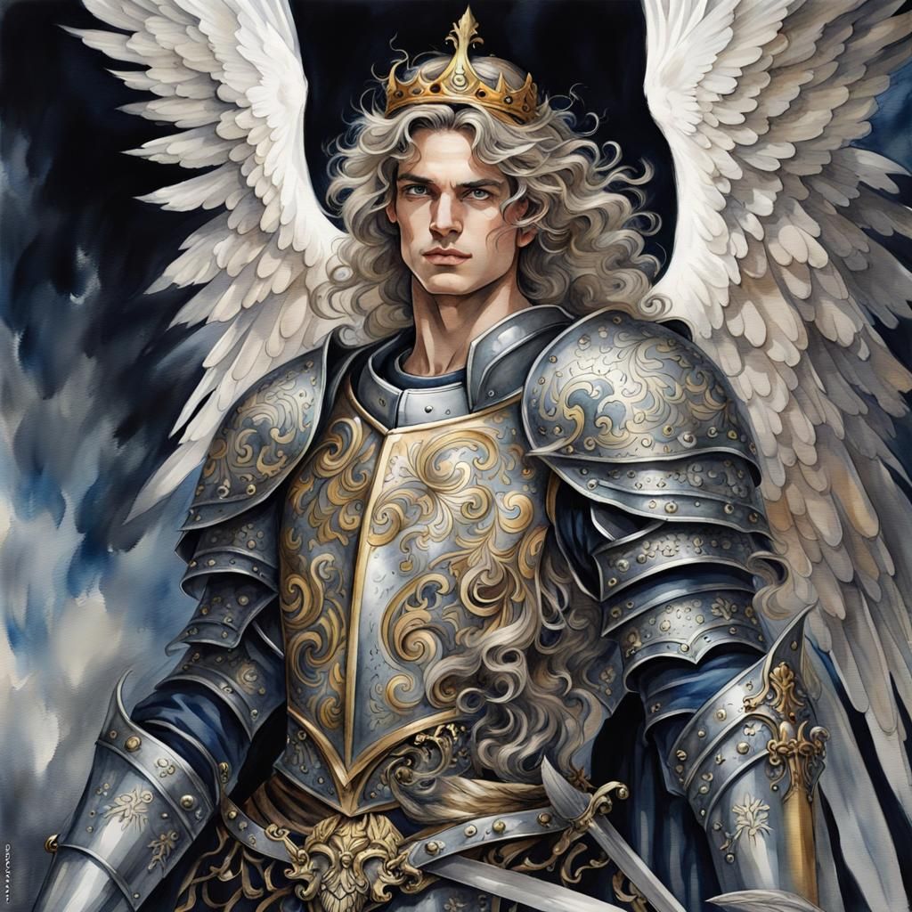 Archangel Knight Portrait in Dark Fantasy Style