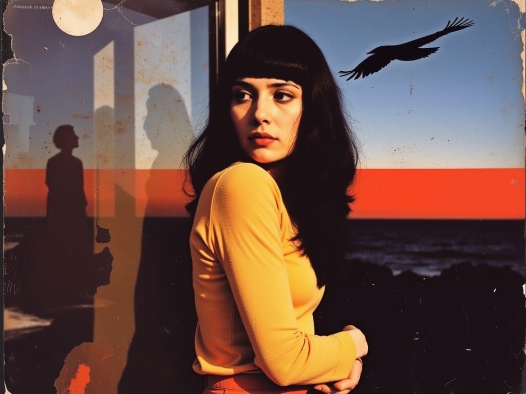 Woman in an Autochrome-Like Scene with Vibrant Colors