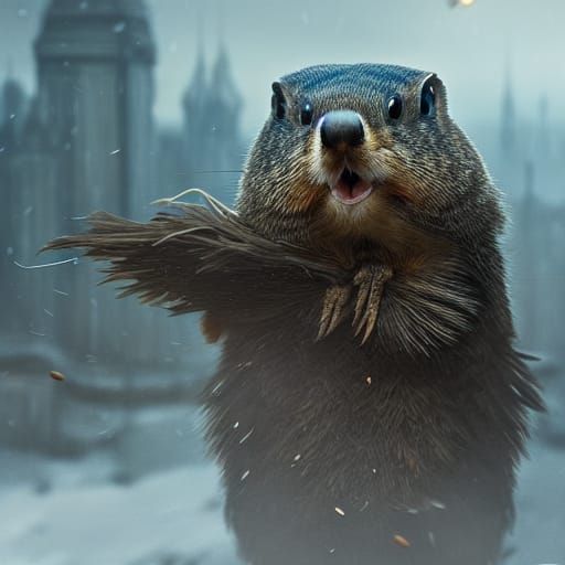 Bird Believing It's a Groundhog: Dark Fantasy Art