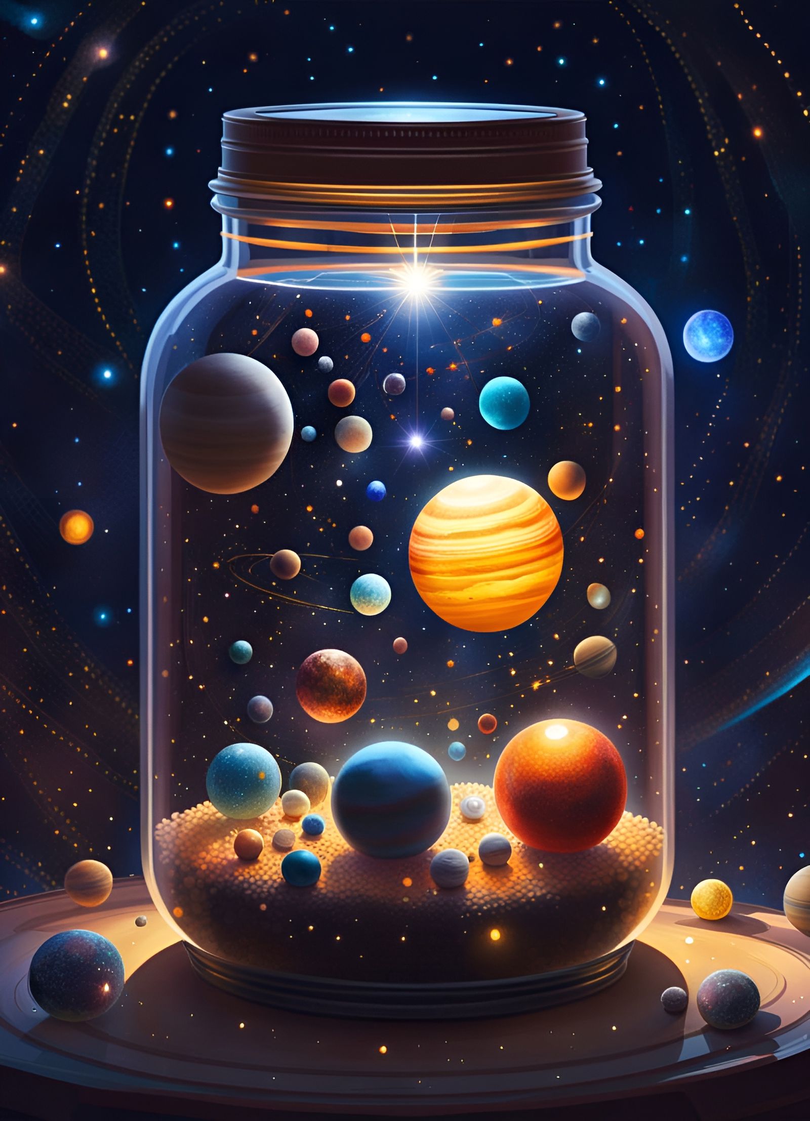 Solar System in a Jar: Pointillism Digital Art