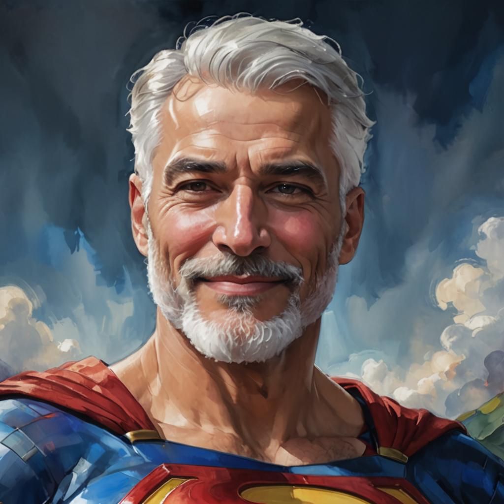 Heroic Man with White Beard in Art Nouveau Style