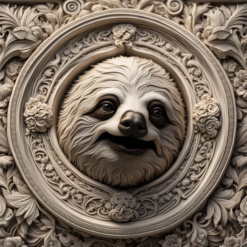 Baroque Sloth in Embossed Modelling Clay