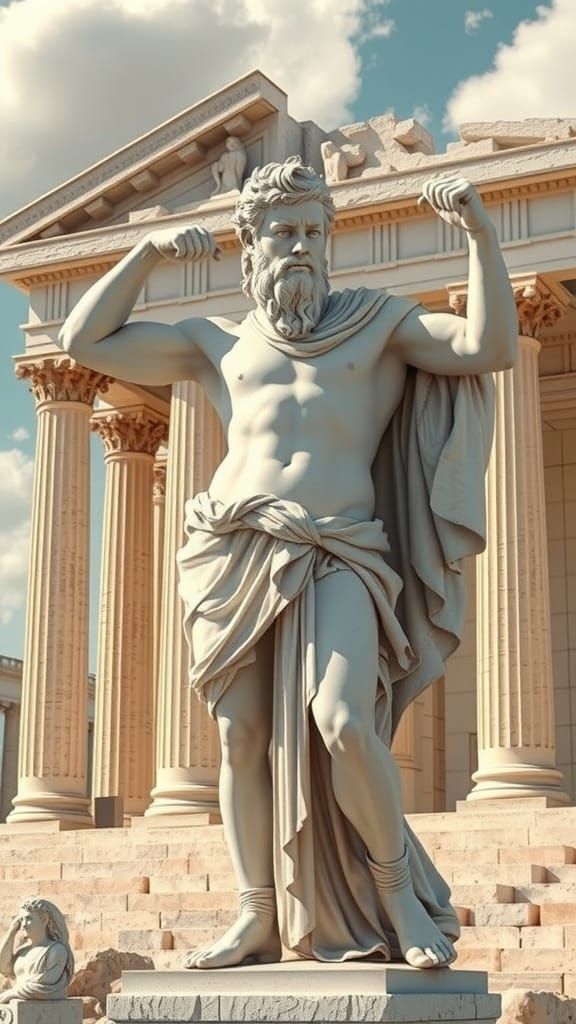 Ancient Roman Warrior in Marble Glory