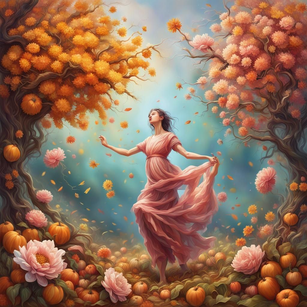 The Cycle of Seasons: A Hyperrealistic Splash Art