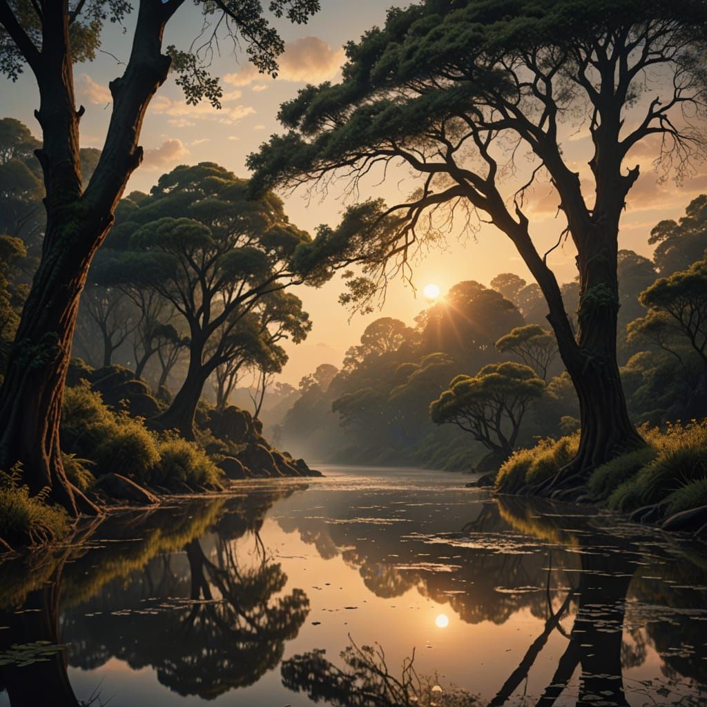 Sunrise Golden Hour: Soft Light and Rising Mist