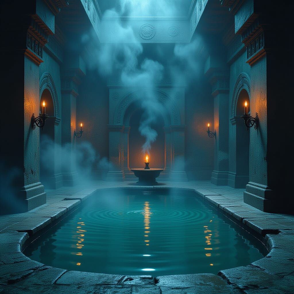 Mystical African Royal Chambers with Rippling Pool