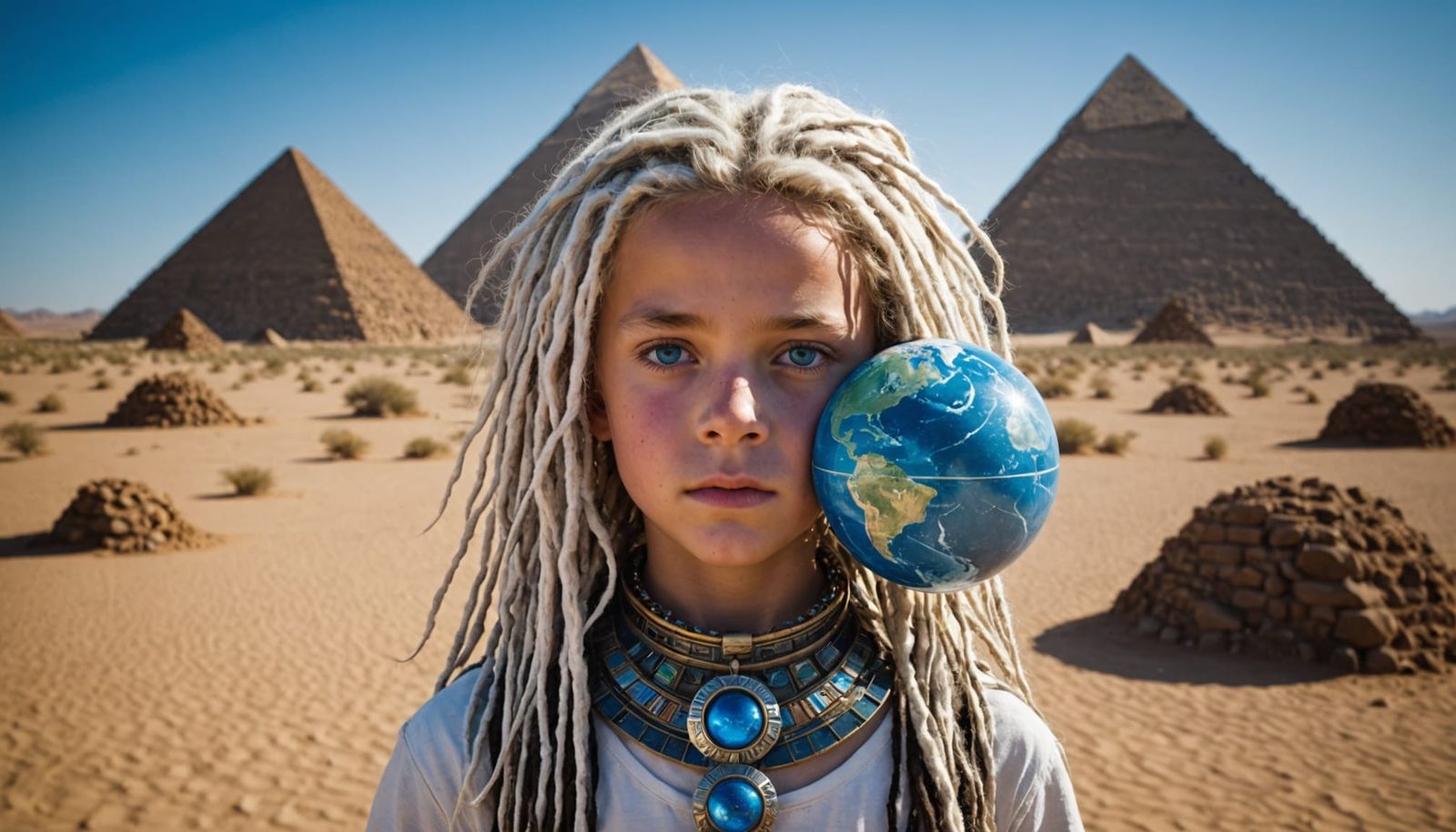 Cosmic Child in Desert Landscape