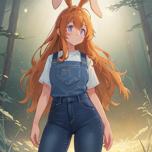 Anime Woman with Rabbit Ears in 3D Art Style