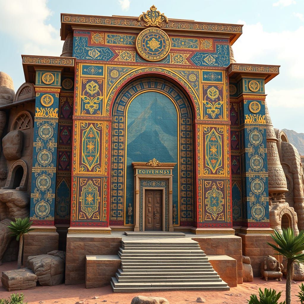 Luxurious Egyptian Landscape in Geometric Bauhaus Style