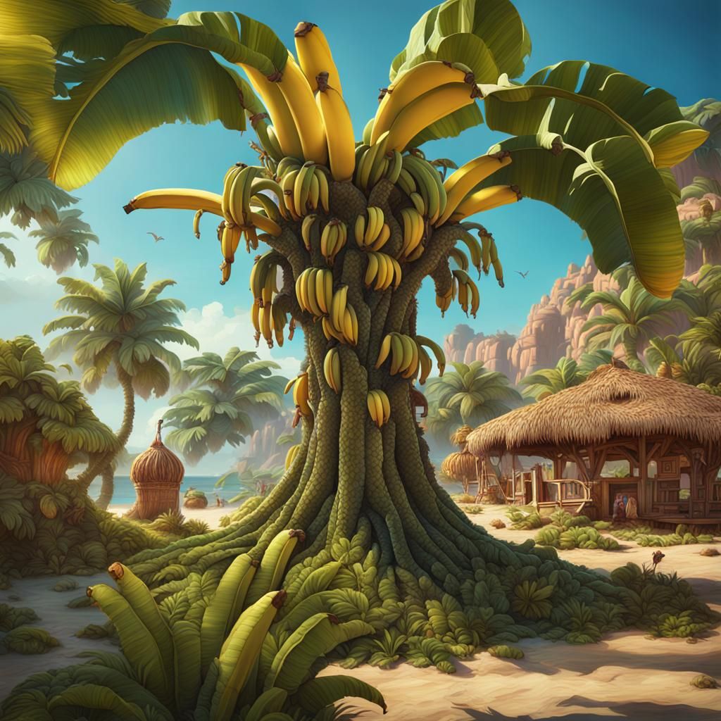 Banana Tree on a Spanish Beach: Fantasy Concept Art