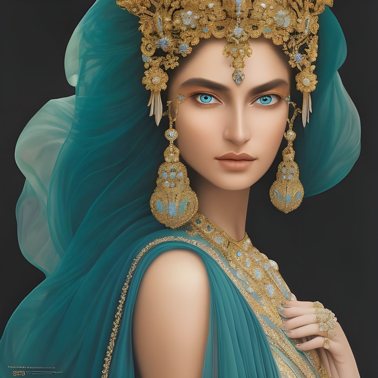High Priestess Portrait with Jewels in Magic Realism