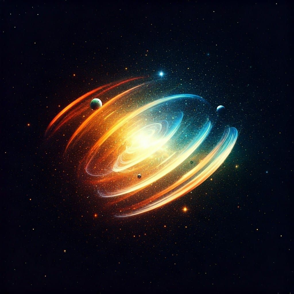 Bright Holographic Stars: Cosmic Mixed Media Illustration