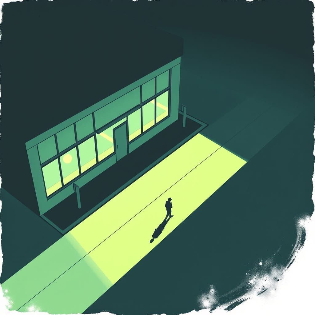 Enigmatic Building in Office Park Twilight