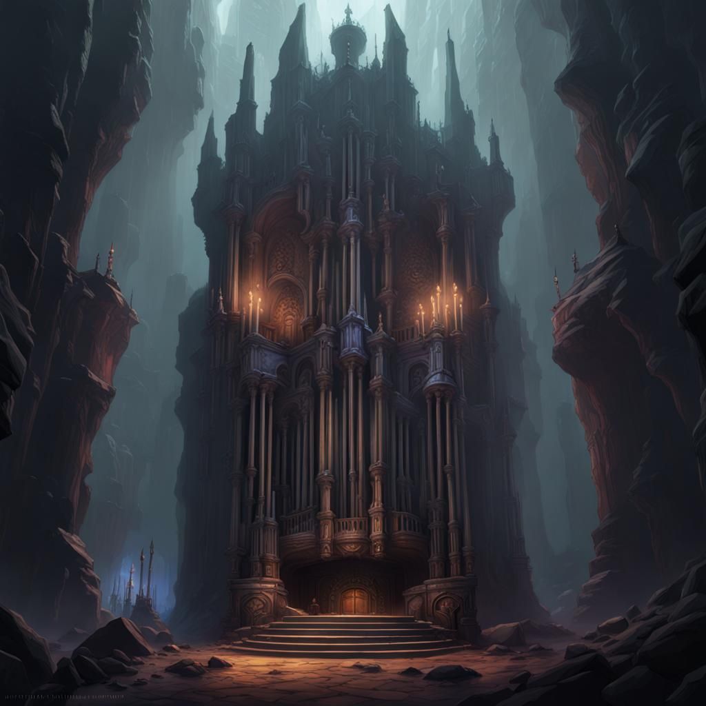 Epic Underground Pipe Organ in Dark Fantasy Cave