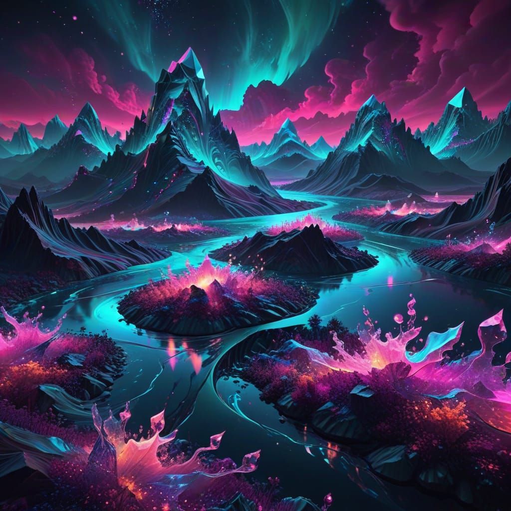 Ethereal Twilight Landscape with Crystal Islands