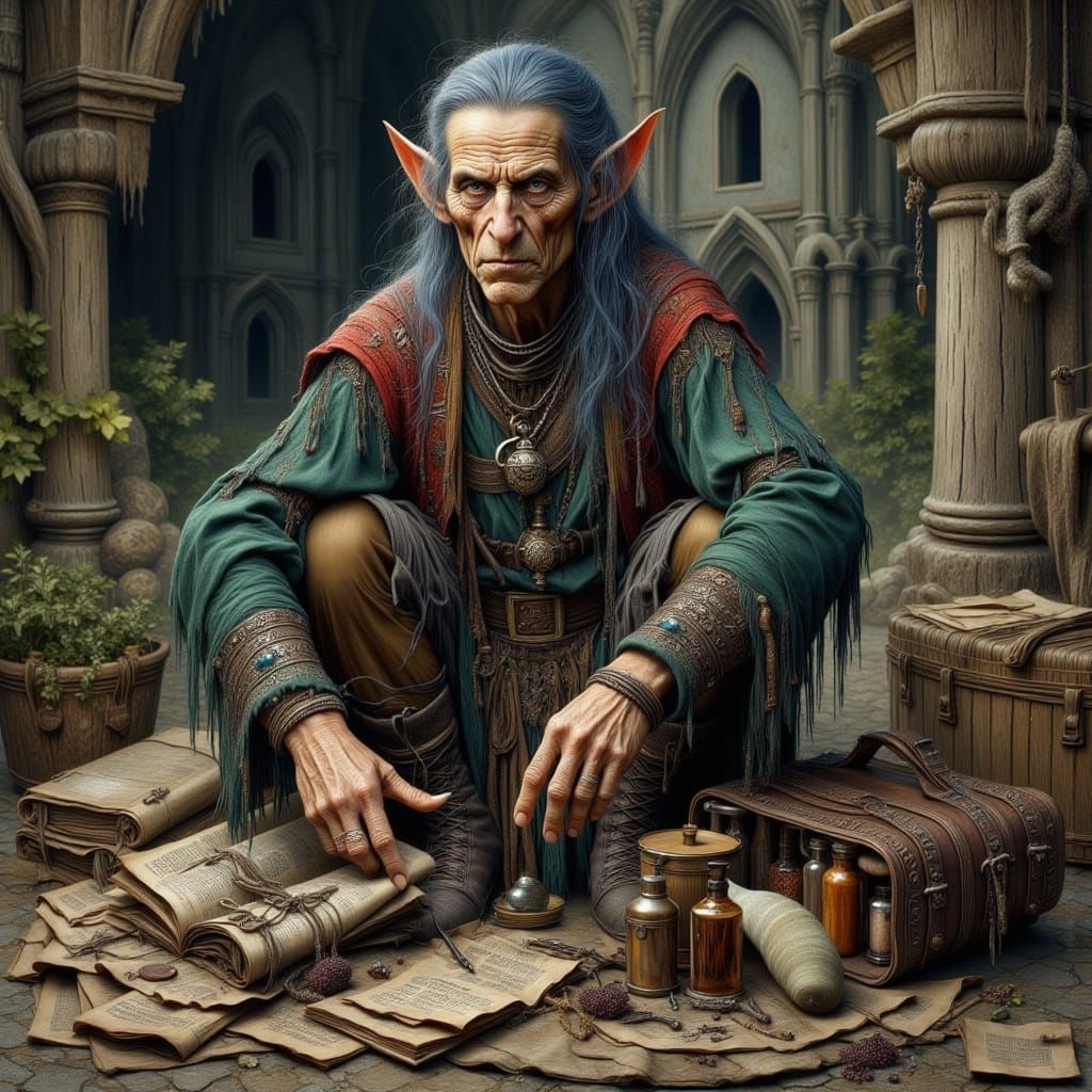 Elf Mage Packing Bag in Painterly Style