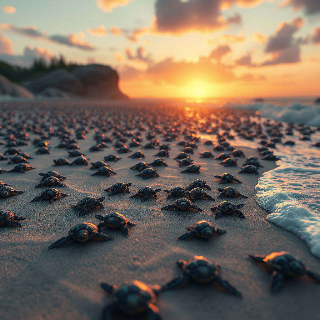 Turtle Hatchlings' Chaotic Race to the Ocean