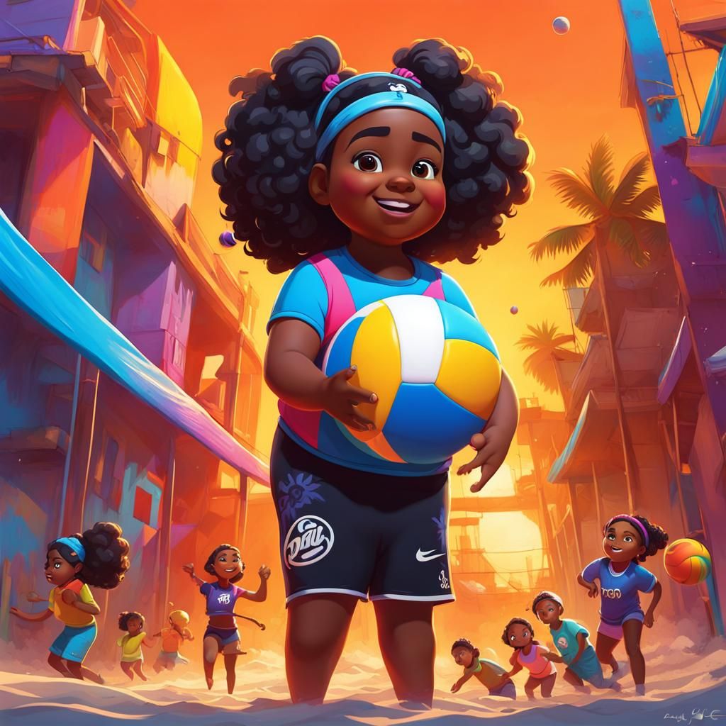 Girl Playing Volleyball in Graffiti Splash Art Style
