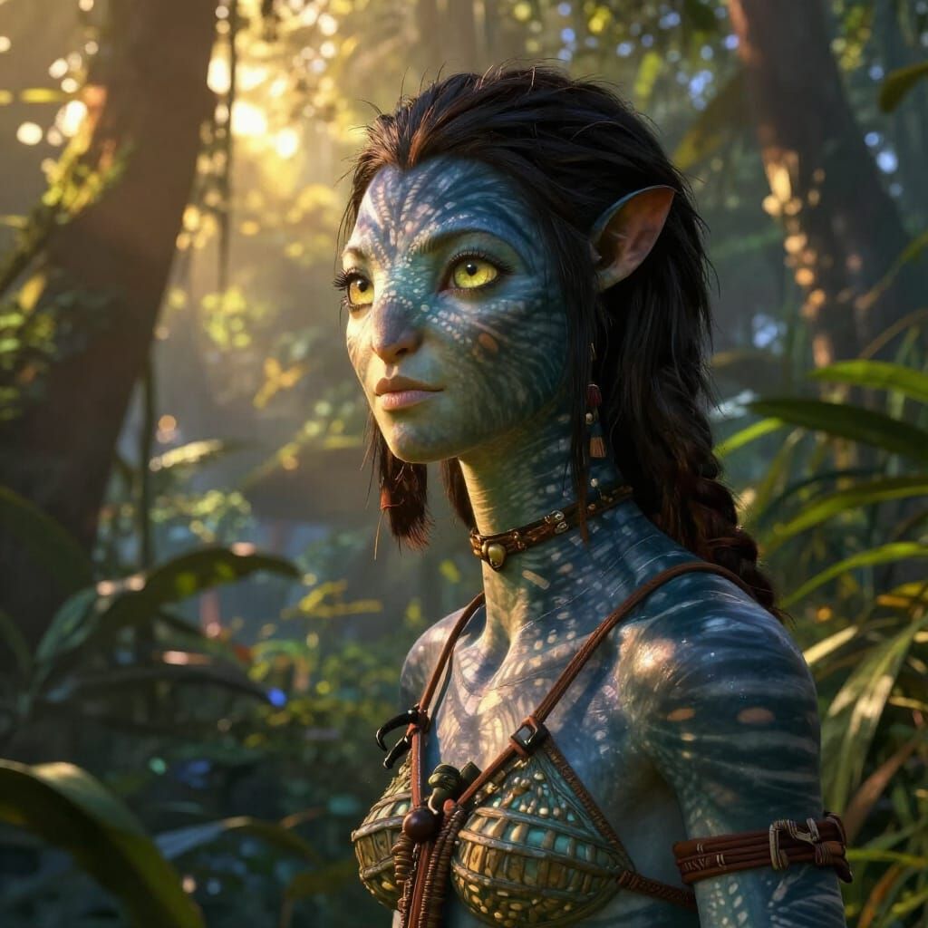 Savage Na'vi Woman in Golden Hour Jungle