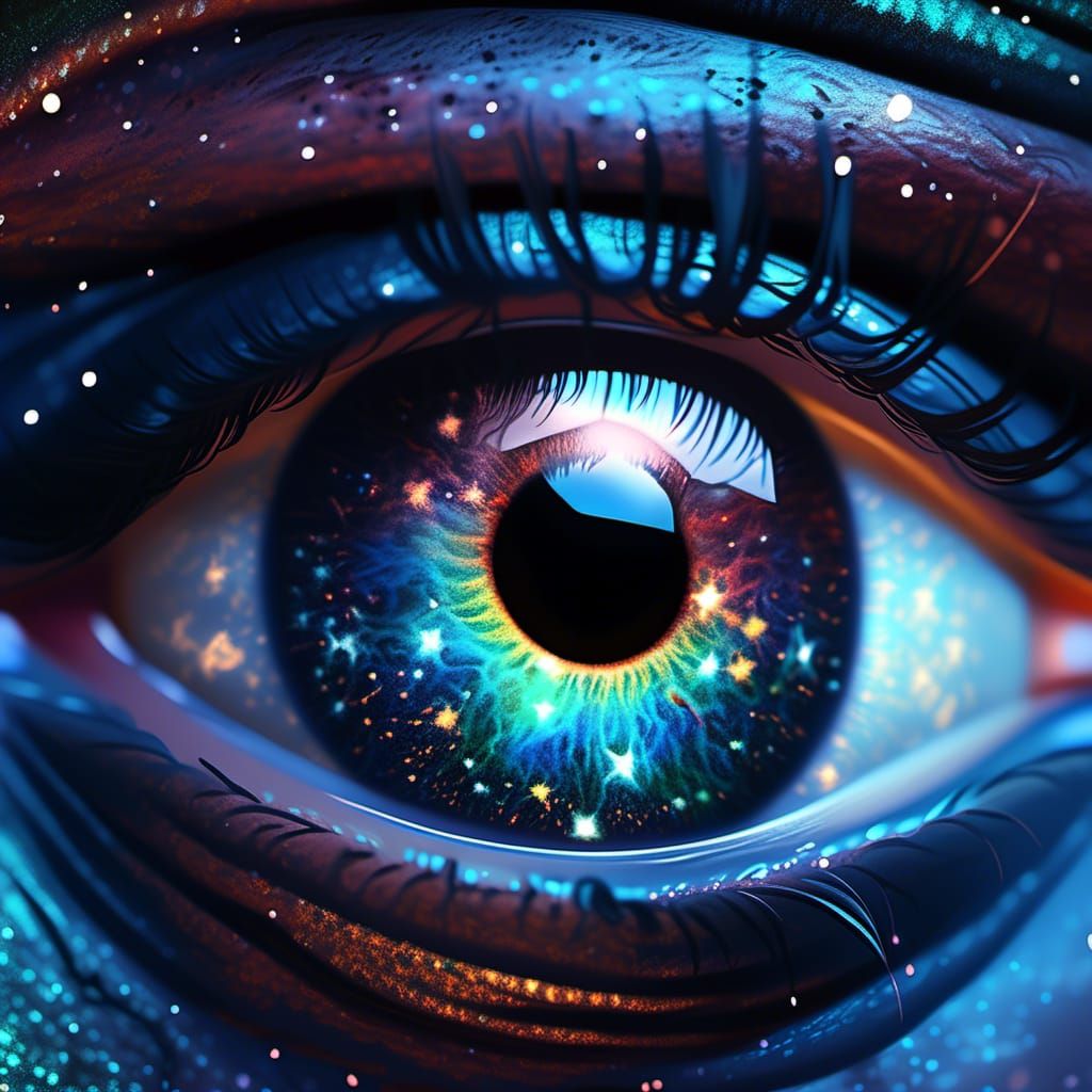 Galaxy Eye Close-up: Astral Cosmic Illustration