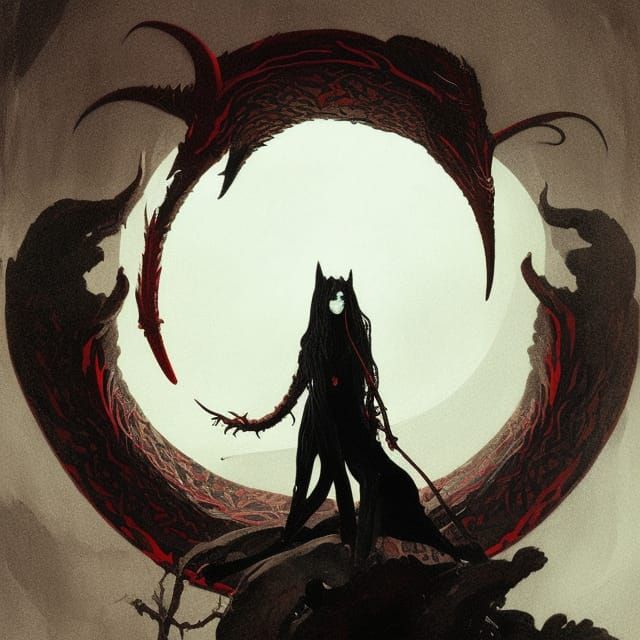 Gothic Ouroboros: A Mysterious Fantasy in Gouache