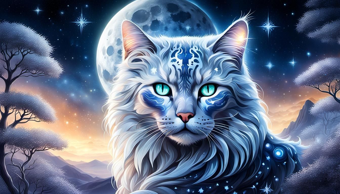 Arctic Blue Mystical Moon Cat
