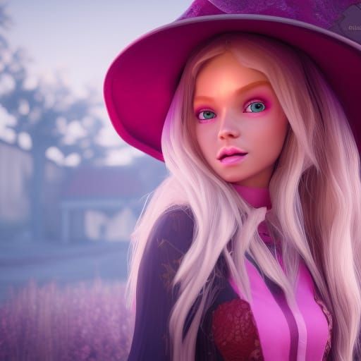 Bubblegum Witch Belle in 3D Game Style