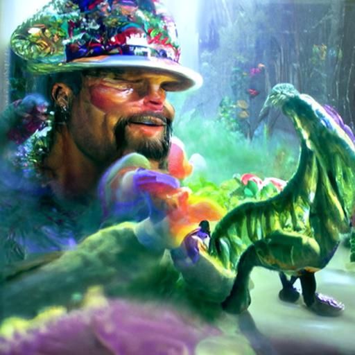 Macho Man Randy Savage: The Dinosaur, in Kinkade Style