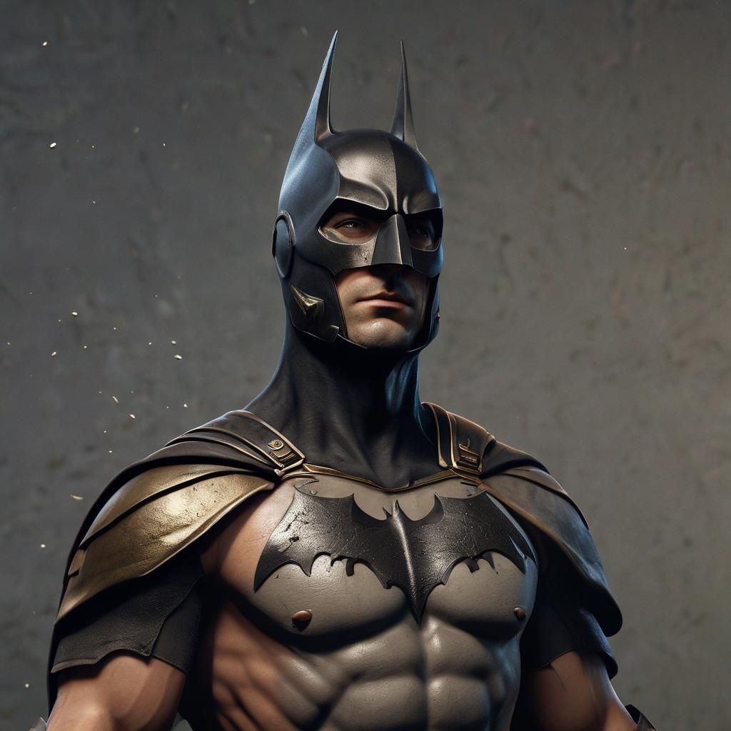Batman as Roman Centurion in Hyperrealistic Splash Art