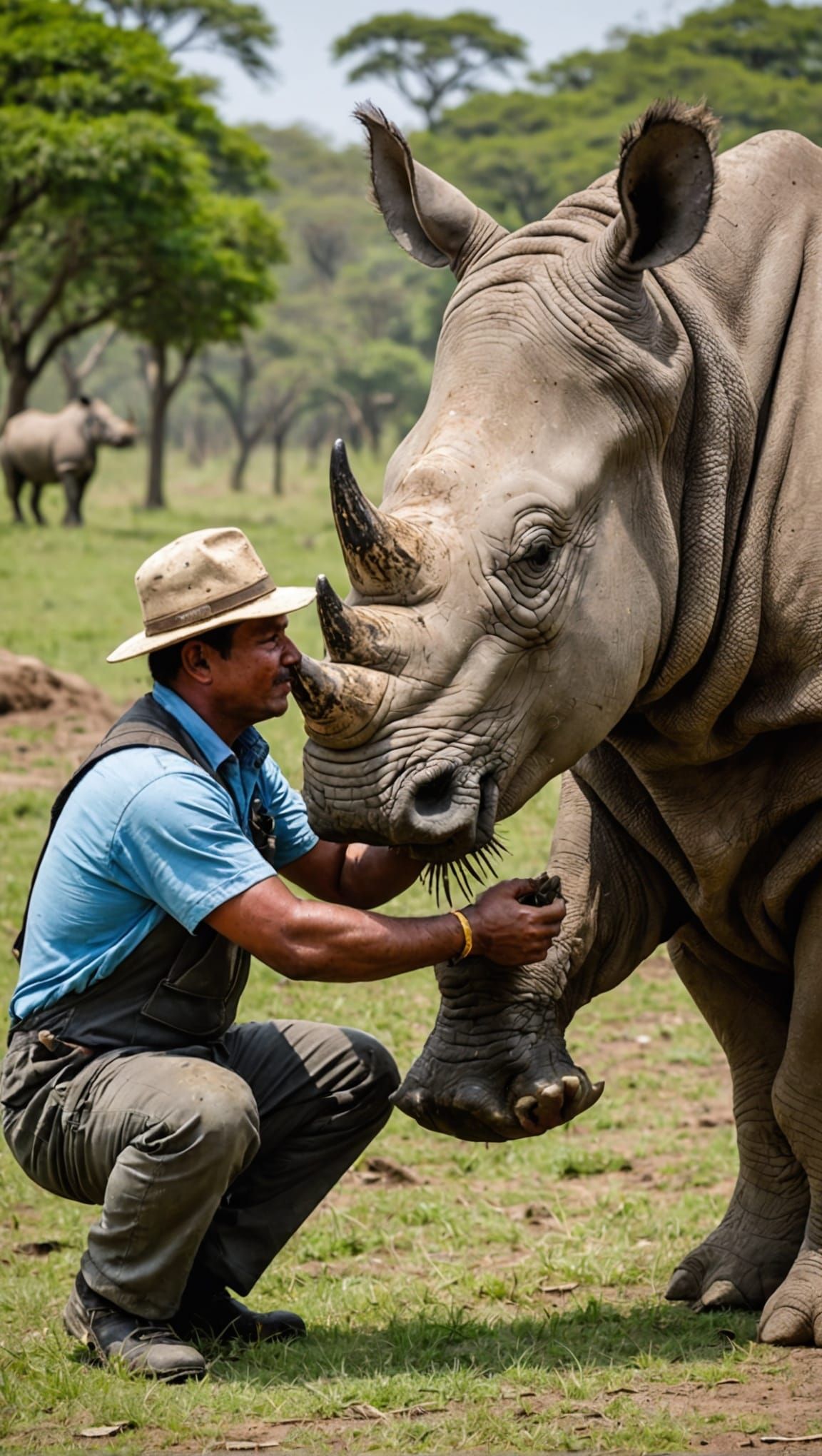 Humorous Rhino Tickle: An Unusual Job
