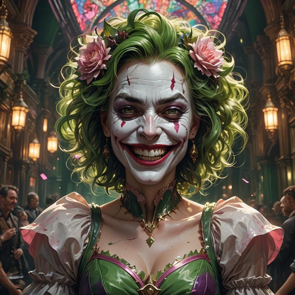 Dark Fantasy Joker Woman with Dynamic Lighting