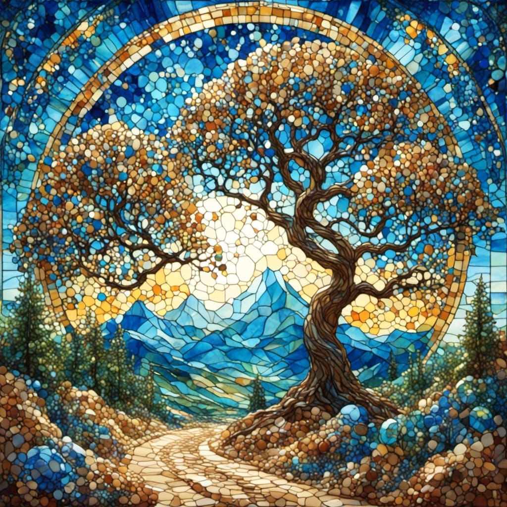 Cookie Monster's Cookie Desert in Stained Glass Style