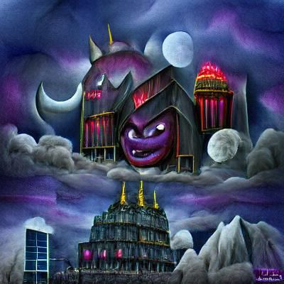 Eerie Gothic Building Under Full Moon