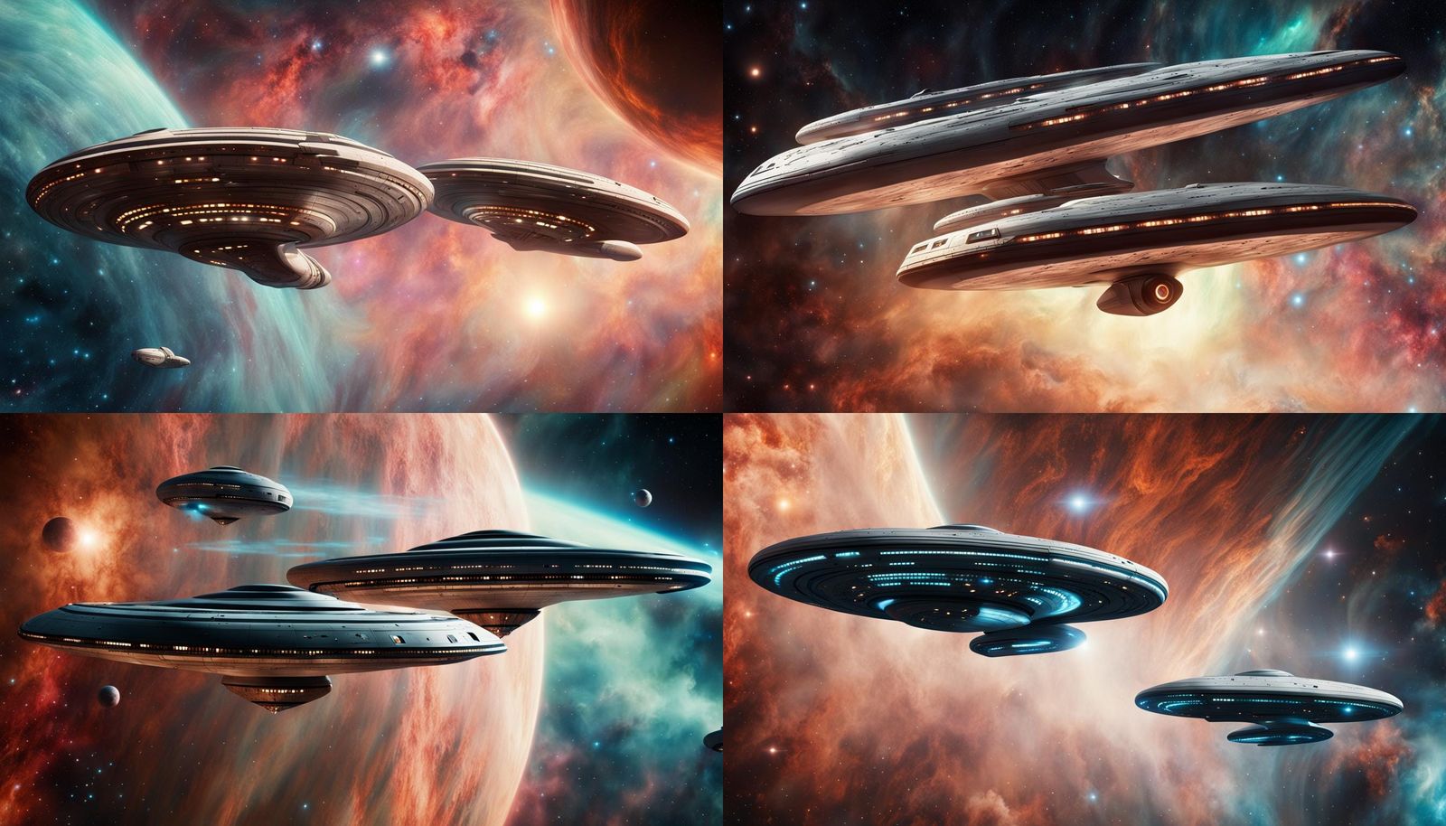 Star Trek Starship in Stellar Nebula: Retrofuturistic Matte ...