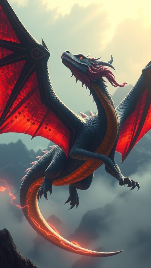 Majestic Dragon of the Stormy Mountains