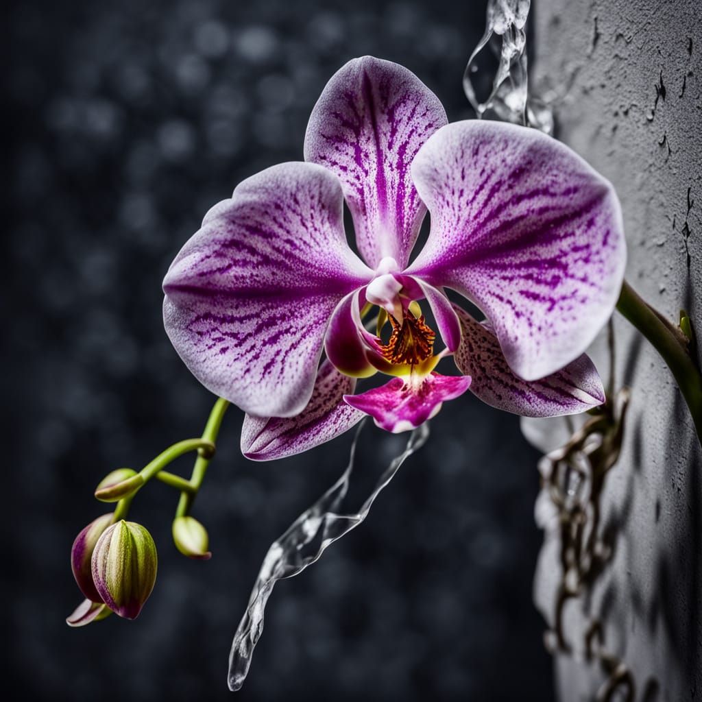 Orchid Blooming in Concrete: Hyperrealistic Surreal Photogra...
