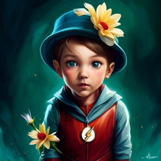Adorable Flash Masked Hero in Splash Art Style