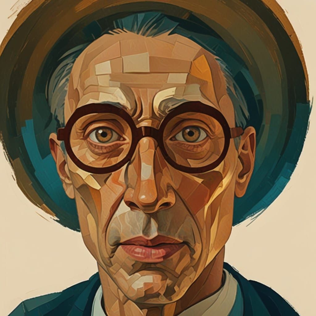 Surreal Cubist Runner in Golden Light